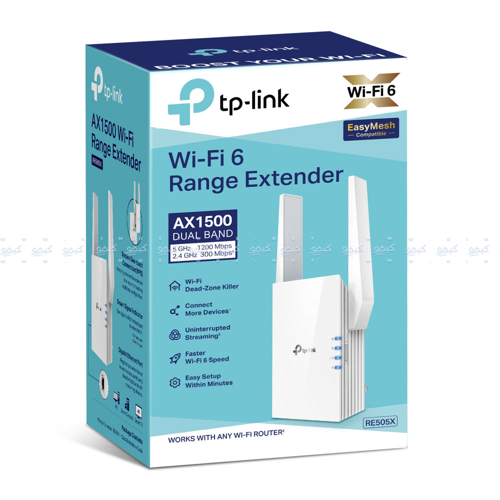 TP-Link RE505X AX1500 Wi-Fi 6 Range Extender 1 Port 2 Antenna 1500Mbps