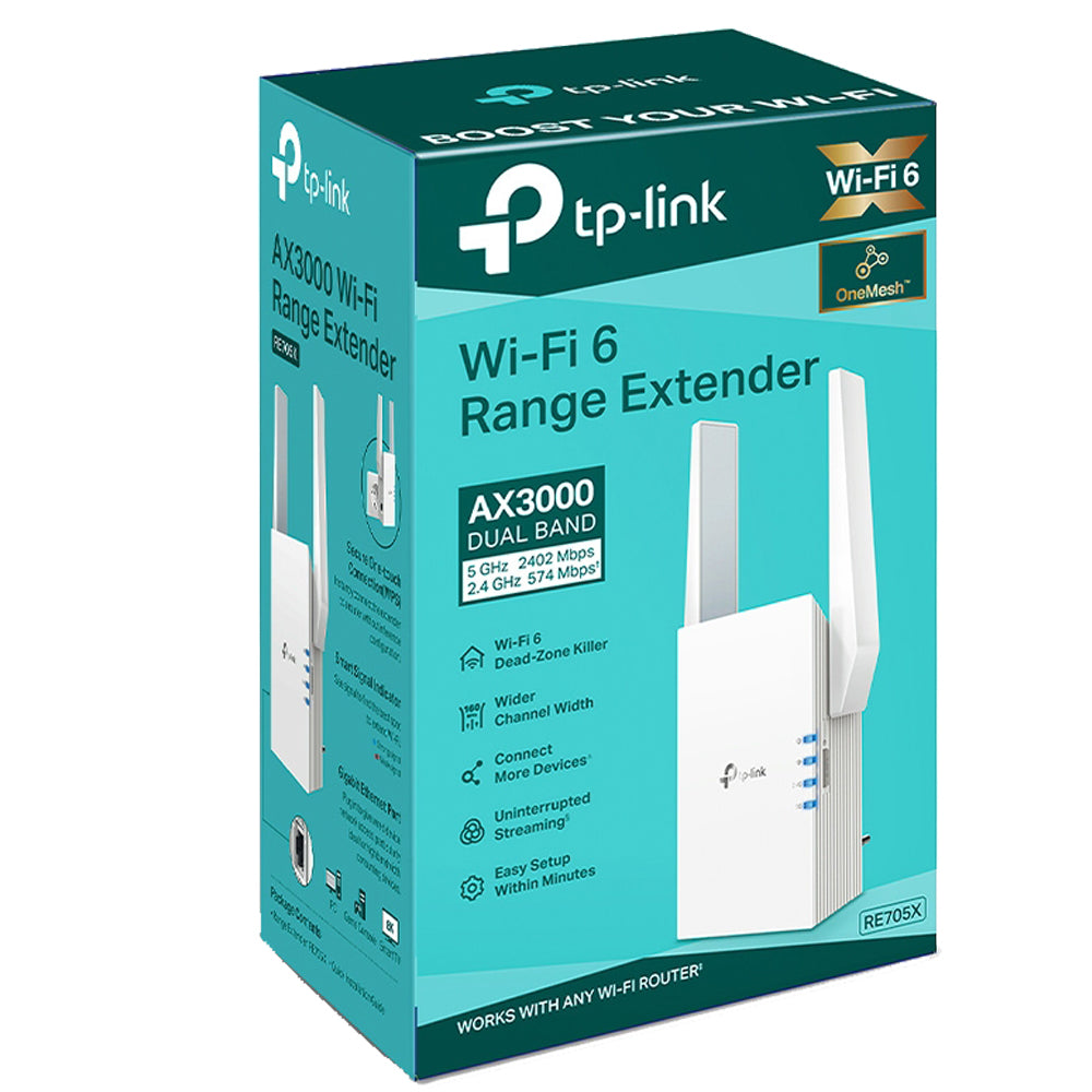 TP-Link RE705X AX3000 Mesh Wi-Fi 6 Range Extender 1 Port 2 Antenna 3000Mbps