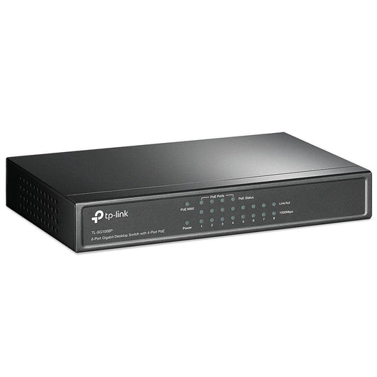 سويتش تي بي لينك 4 منافذ 1000/100/10 ميجابت في الثانية (+PoE) + 4 منافذ (RJ45) 1000/100/10 ميجابت في الثانية 64 وات Uplink TL-SG1008P Unmanaged Desktop