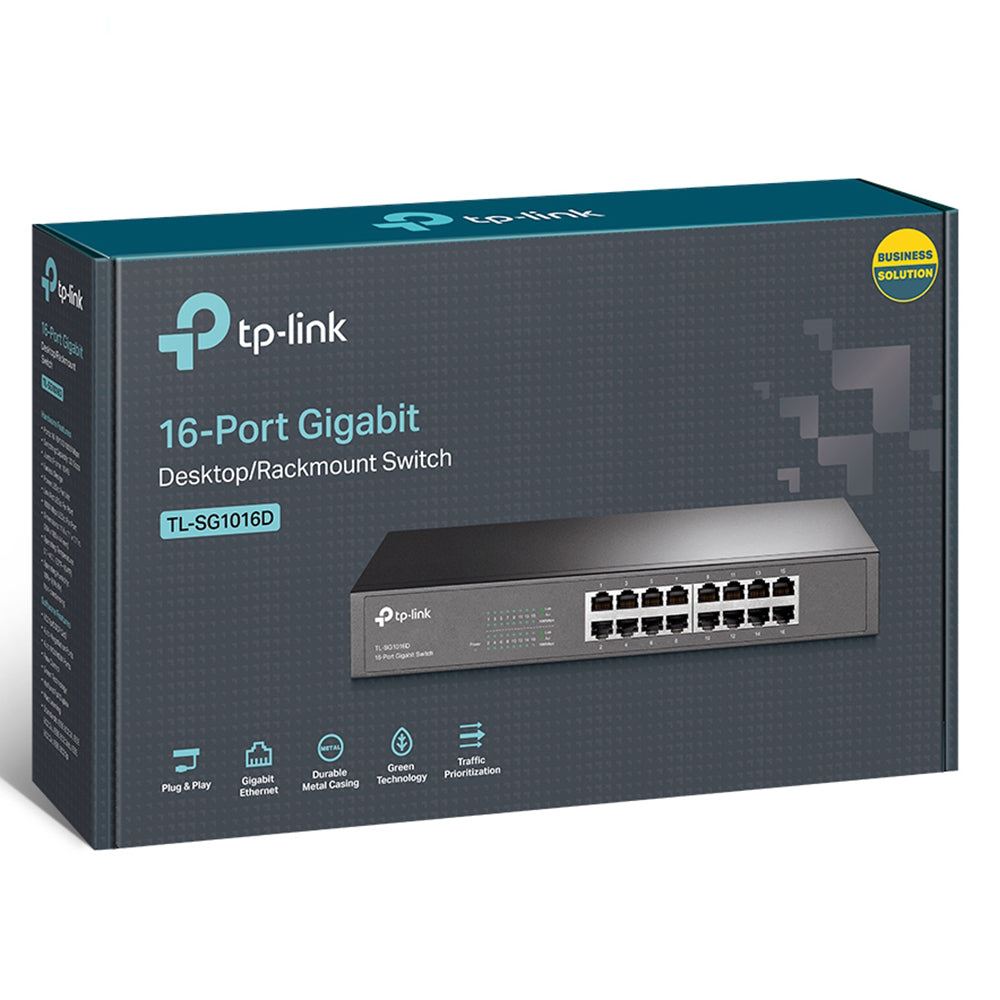 سويتش تي بي لينك 16 منفذ 10/100/1000 ميجابت في الثانية Unmanaged Rackmount/Desktop TL-SG1016D
