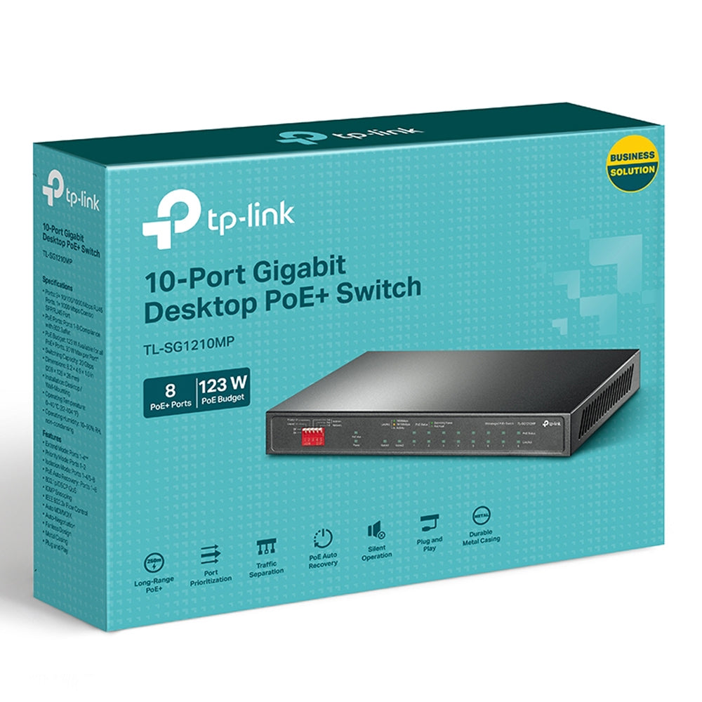 TP-Link TL-SG1210MP PoE+ Unmanaged Desktop Switch 9 Port + 1 Port Gigabit Combo