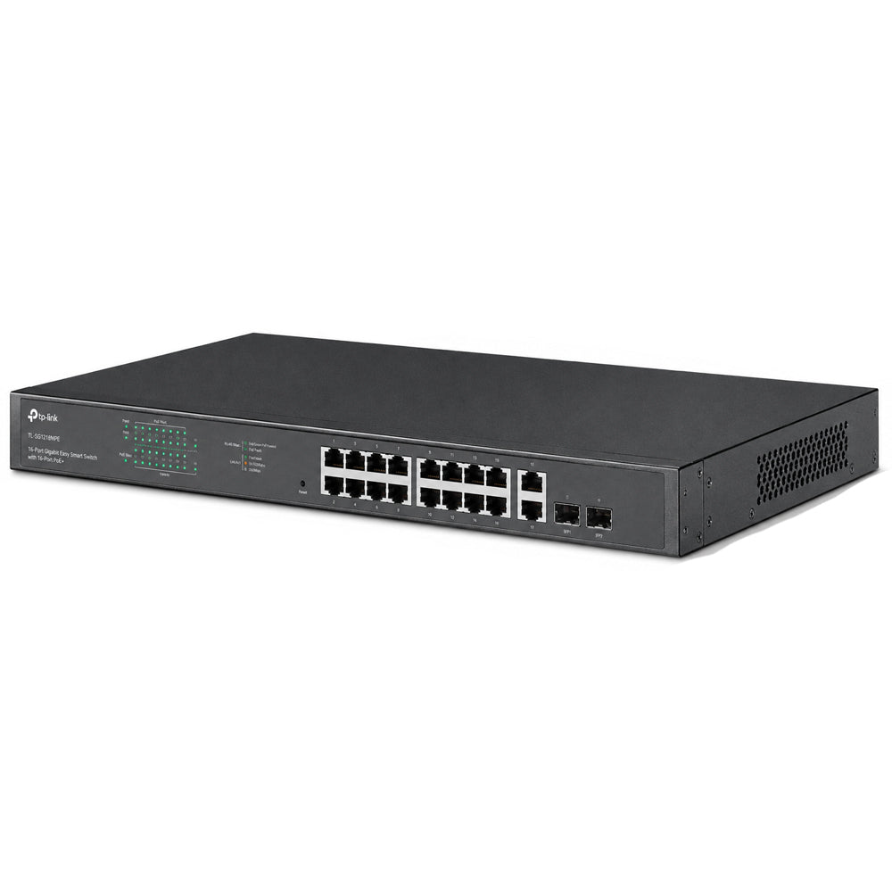 TP-Link TL-SG1218MPE Smart Rackmount Switch 16 Ports PoE+ 10/100/1000Mbps + 2 Ports RJ45 10/100/1000Mbps Uplink +2 Ports SFP 10/100/1000Mbps 250W