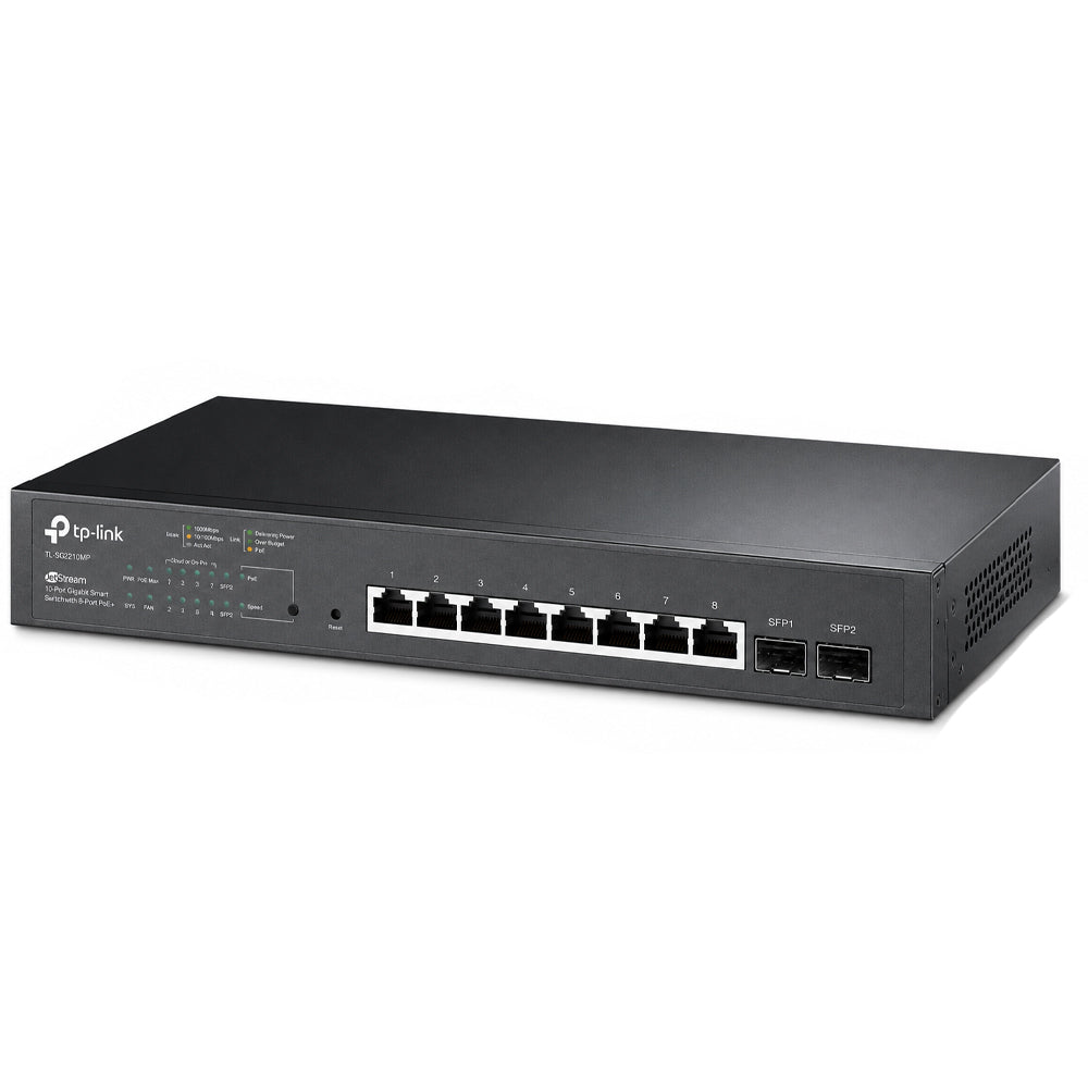 TP-Link TL-SG2210MP JetStream Smart Managed Rackmount Switch 8 Ports PoE+ 10/100/1000Mbps + 2 Ports SFP 10/100/1000Mbps 150W