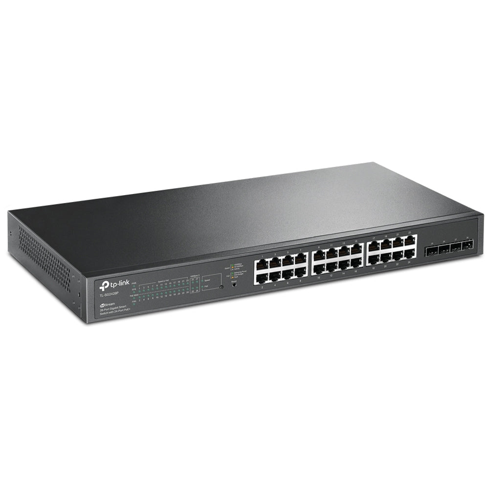 TP-Link TL-SG2428P Smart Managed Rackmount Switch 24 Ports PoE+ 10/100/1000Mbps + 4 Ports SFP 10/100/1000Mbps 250W