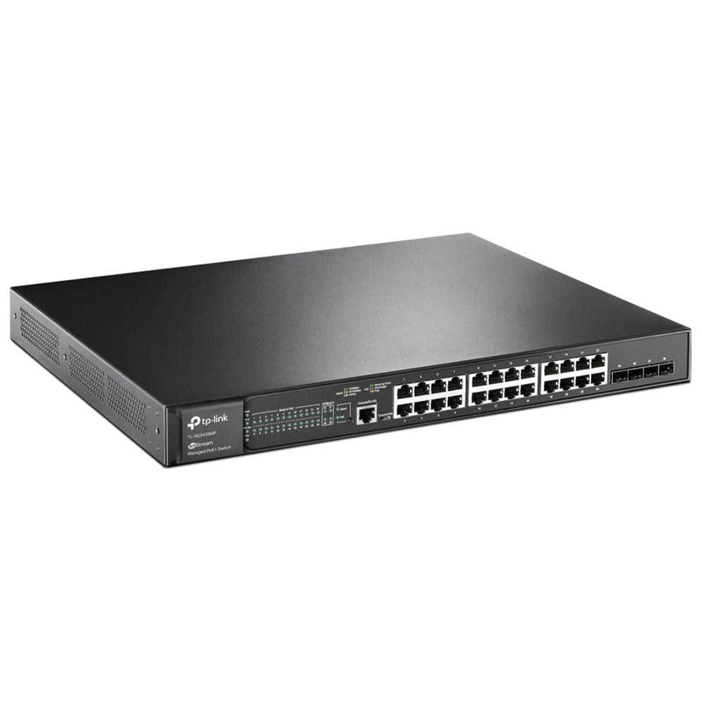 TP-Link TL-SG3428MP JetStream L2+ Managed Rackmount and Fiber Switch 24 Port PoE 101001000Mbps