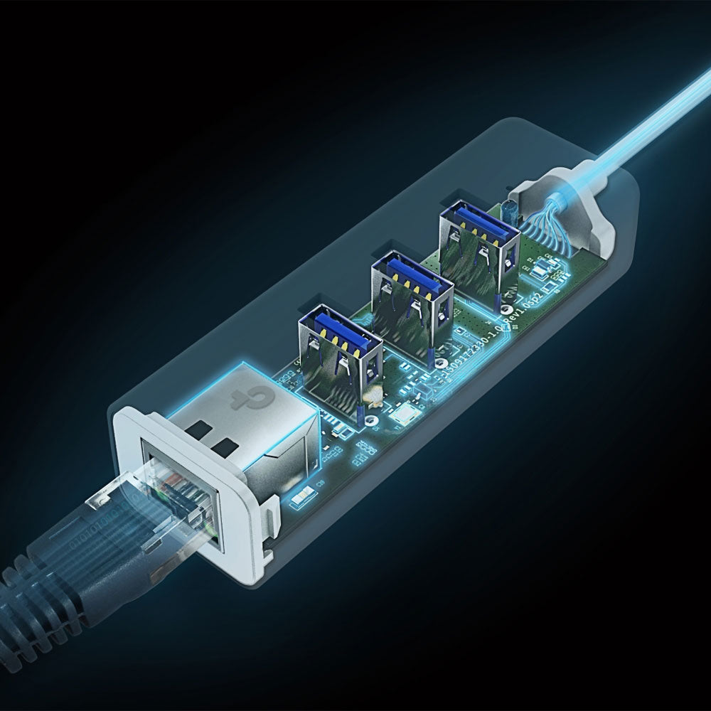 محول تايب سي  2 في 1 تي بي لينك 3 منافذ مع إيثرنت UE330C 