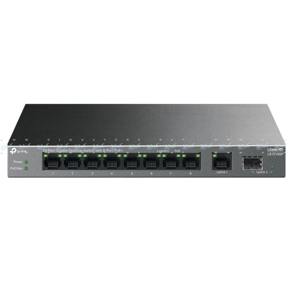 TP-Link LS1210GP Unmanaged Desktop Switch 8 Ports PoE+ 101001000Mbps + 1 Port 101001000Mbps + 1 Port SFP 101001000Mbps 61W