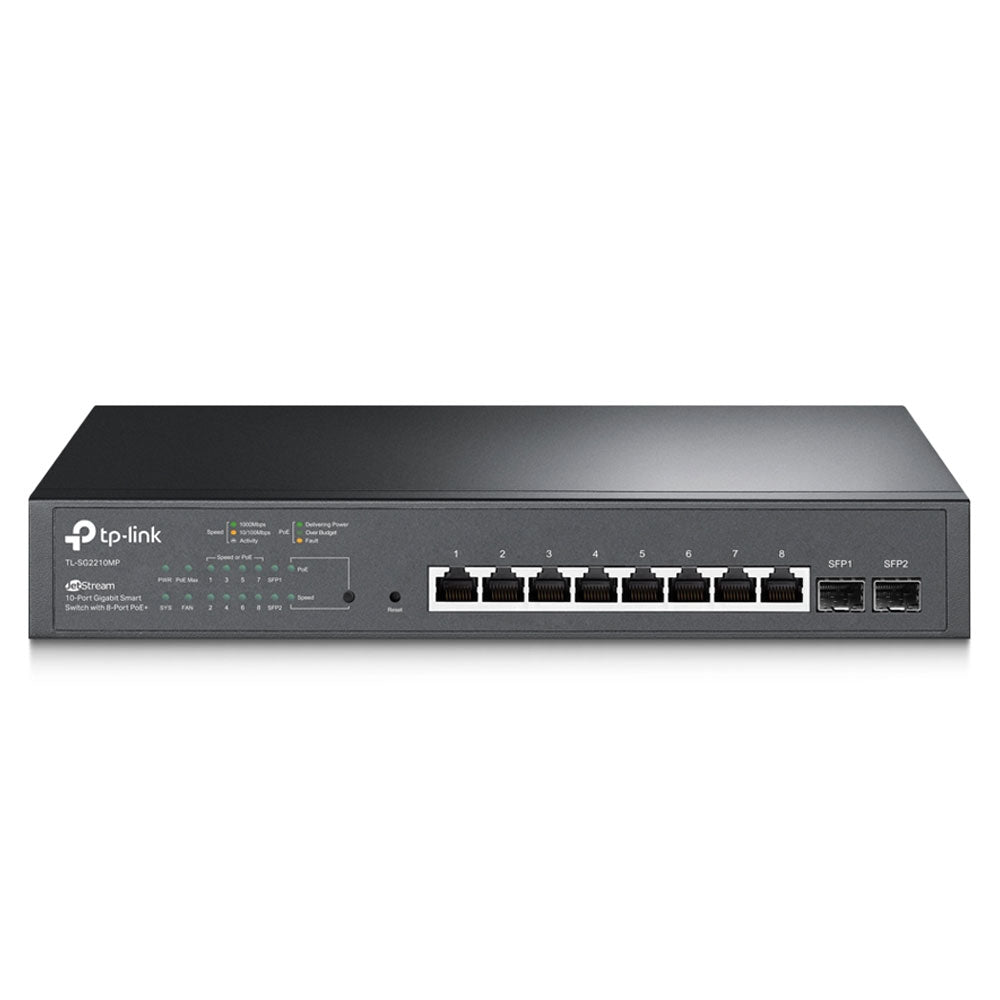 TP-Link TL-SG2210MP JetStream Smart Managed Rackmount PoE+ Switch 8 Port 10/100/1000Mbps + 2 Port Gigabit SFP 150W