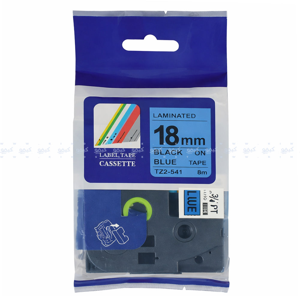 شريط ملصقات أسود في أزرق 18 ملم 8 م TZ2-541 (كوبي)
