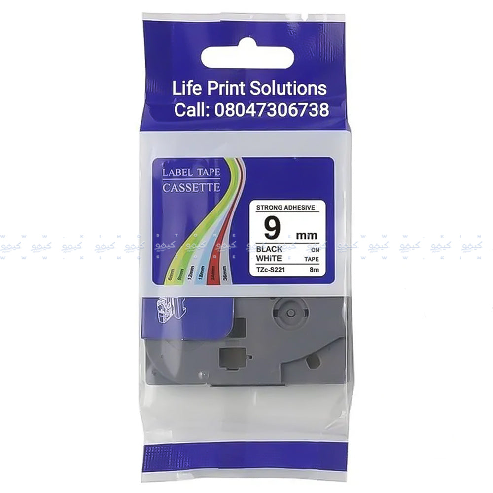 TZc-221 Black on White Label Tape 9mm 8m (Copy)