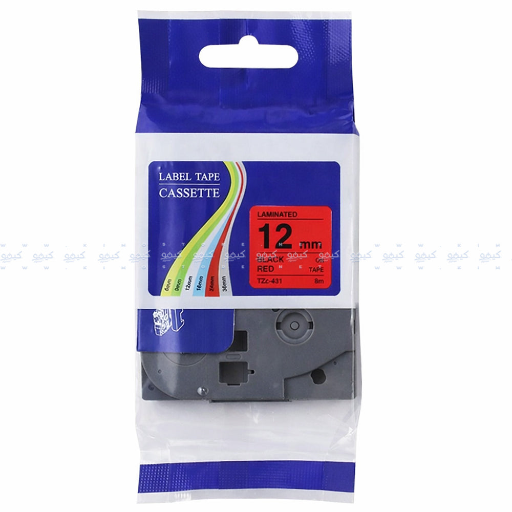 شريط ملصقات أسود في أحمر 12 ملم 8 م TZC-431 
