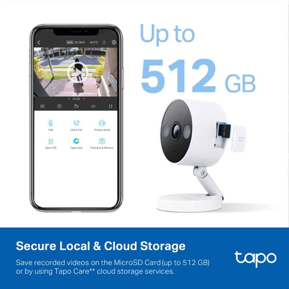 Tapo C120 Wi-Fi AI Indoor & Outdoor Security Camera 2K 4MP 3.17mm (Mic) (Full Color)