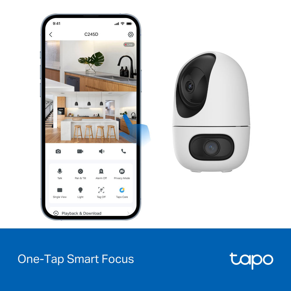 Tapo C245D Dual Lens Wi-Fi Pan & Tilt Outdoor Security Camera 2K 3MP+3MP 2.1-6mm (Mic)