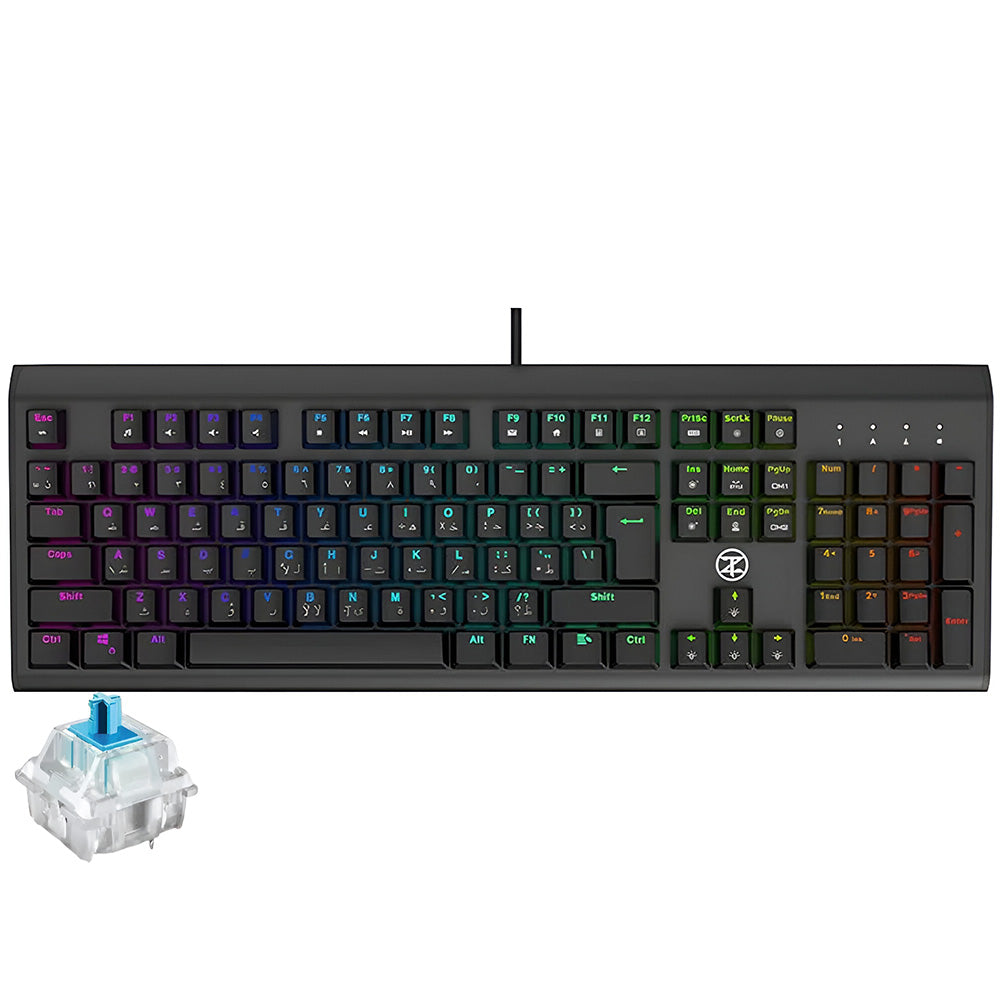Techno Zone E-26 Blue Switch Wired RGB Gaming Keyboard English & Arabic