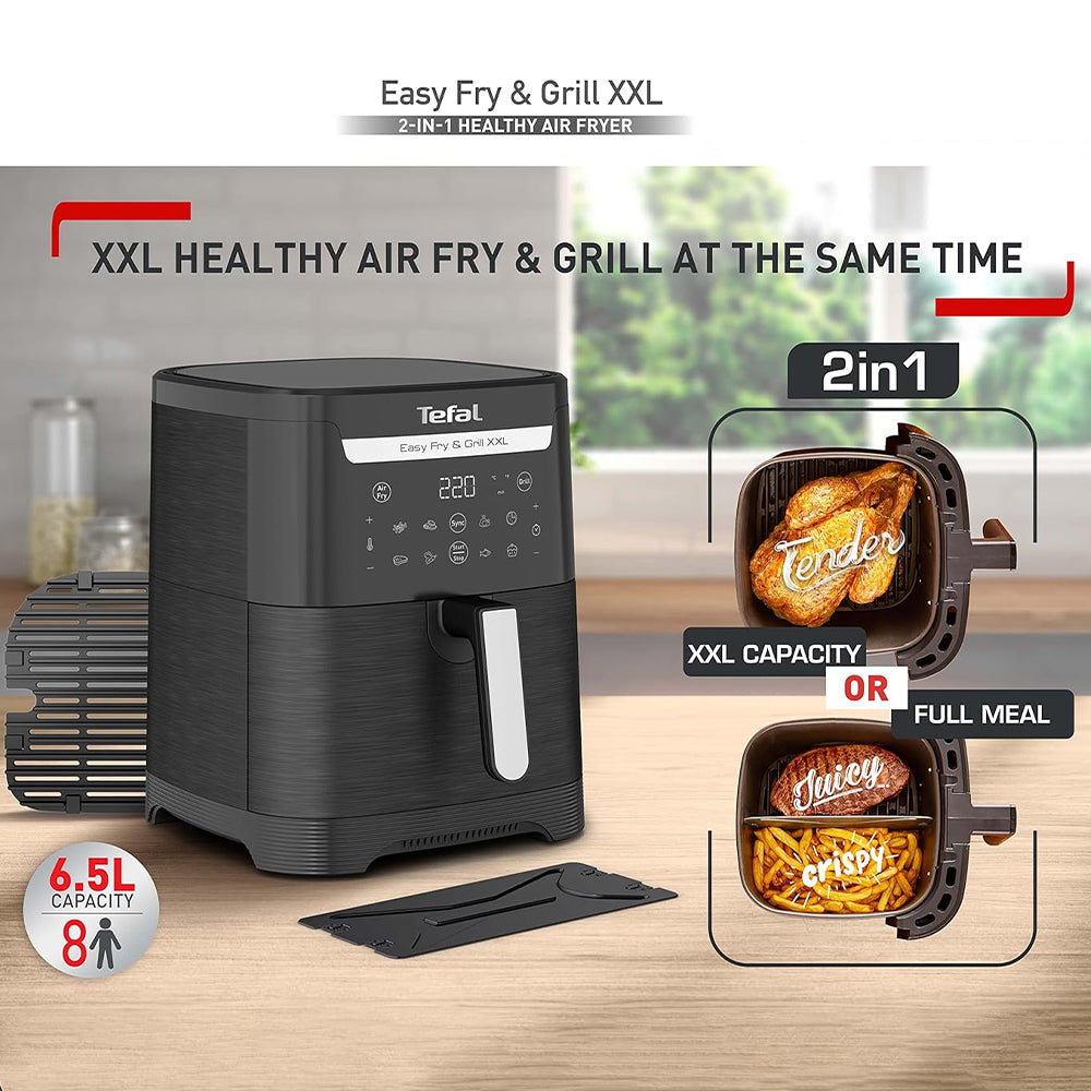 قلاية هوائية مع شواية 2في1 تيفال 6.5 لتر 1800 وات Easy Fry XXL EY8018EG