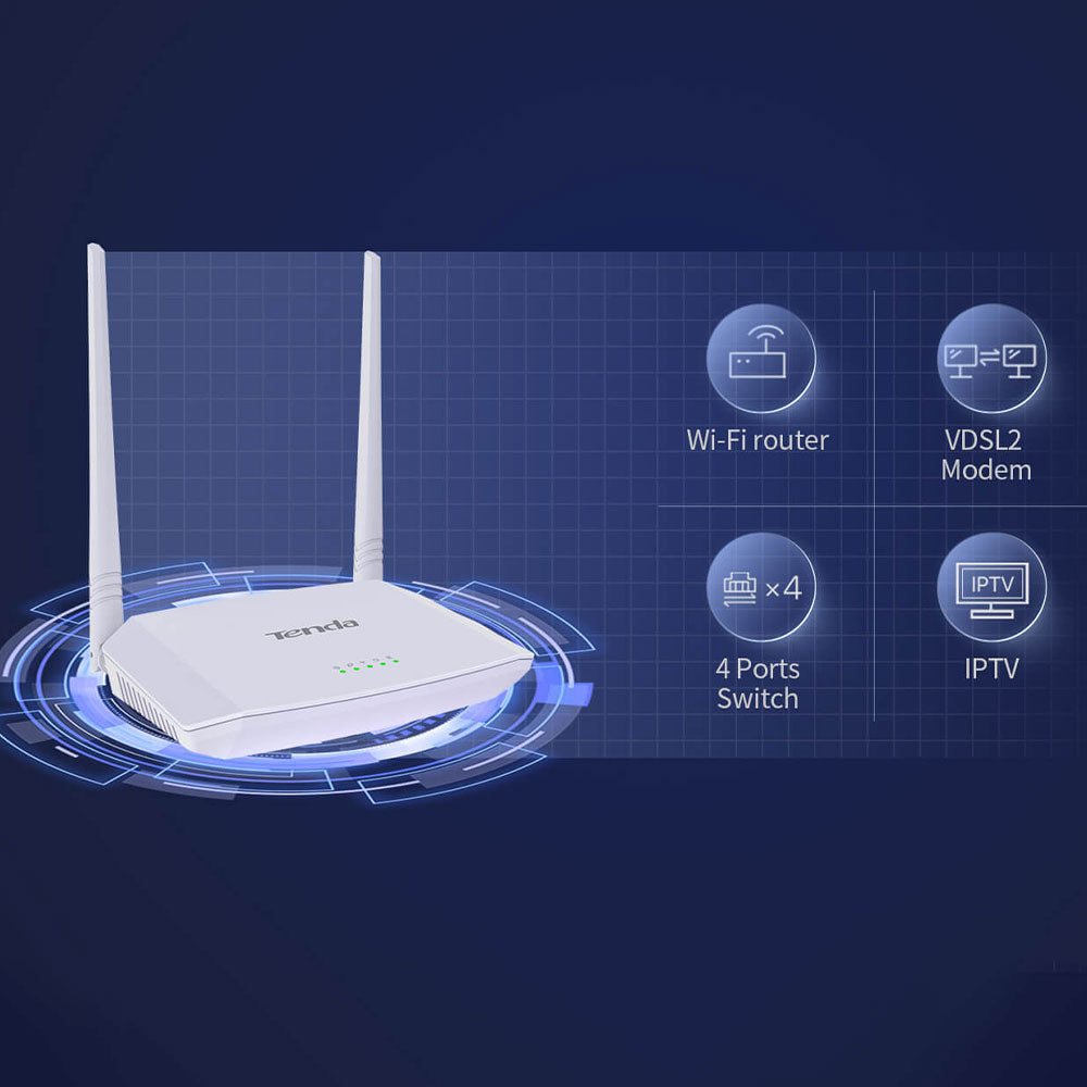 Tenda V300 Wi-Fi VDSL2 Modem Router 4 Ports 