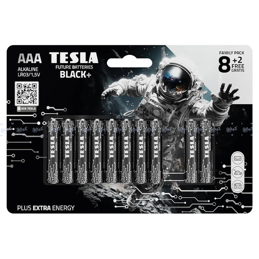بطارية تسلا الكالين AAA 8 قطع + بطاريتين AAA مجانا Black+