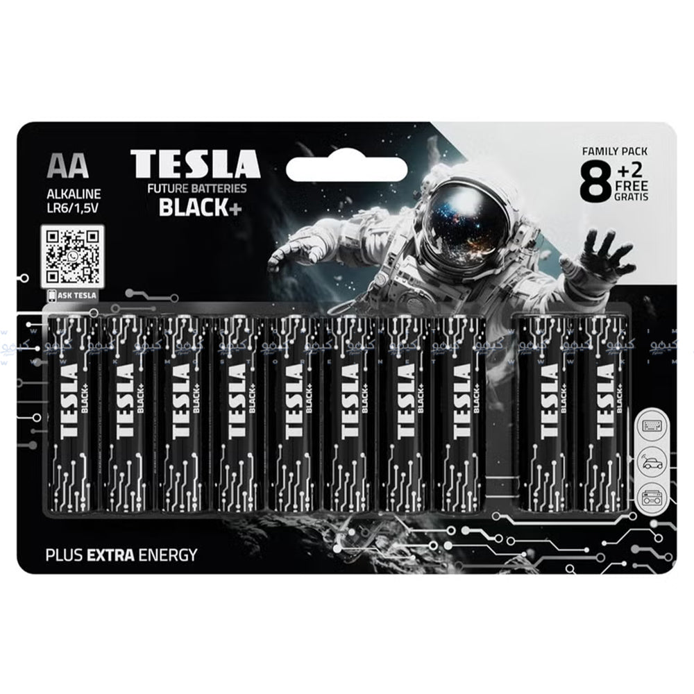 بطارية تسلا الكالين AA 8 قطع + بطاريتين AA مجانا Black+