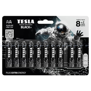 بطارية تسلا الكالين AA 8 قطع + بطاريتين AA مجانا Black+