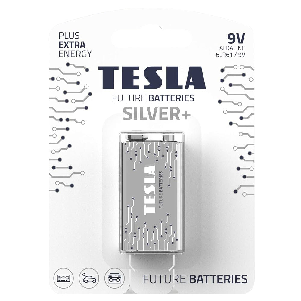 Tesla Silver+ 9V Alkaline Battery