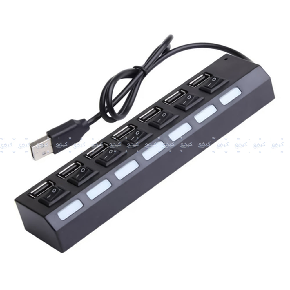 موزع يو اس بي 2.0 إلى 7 منافذ مع 7 مفاتيح