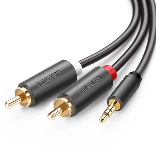 كابل محول صوت من 3.5مم إلى 2x RCA يوجرين 3 متر 10512 - رمادي