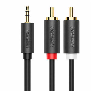كابل محول صوت من 3.5مم إلى 2x RCA يوجرين 5 متر 10513 - رمادي