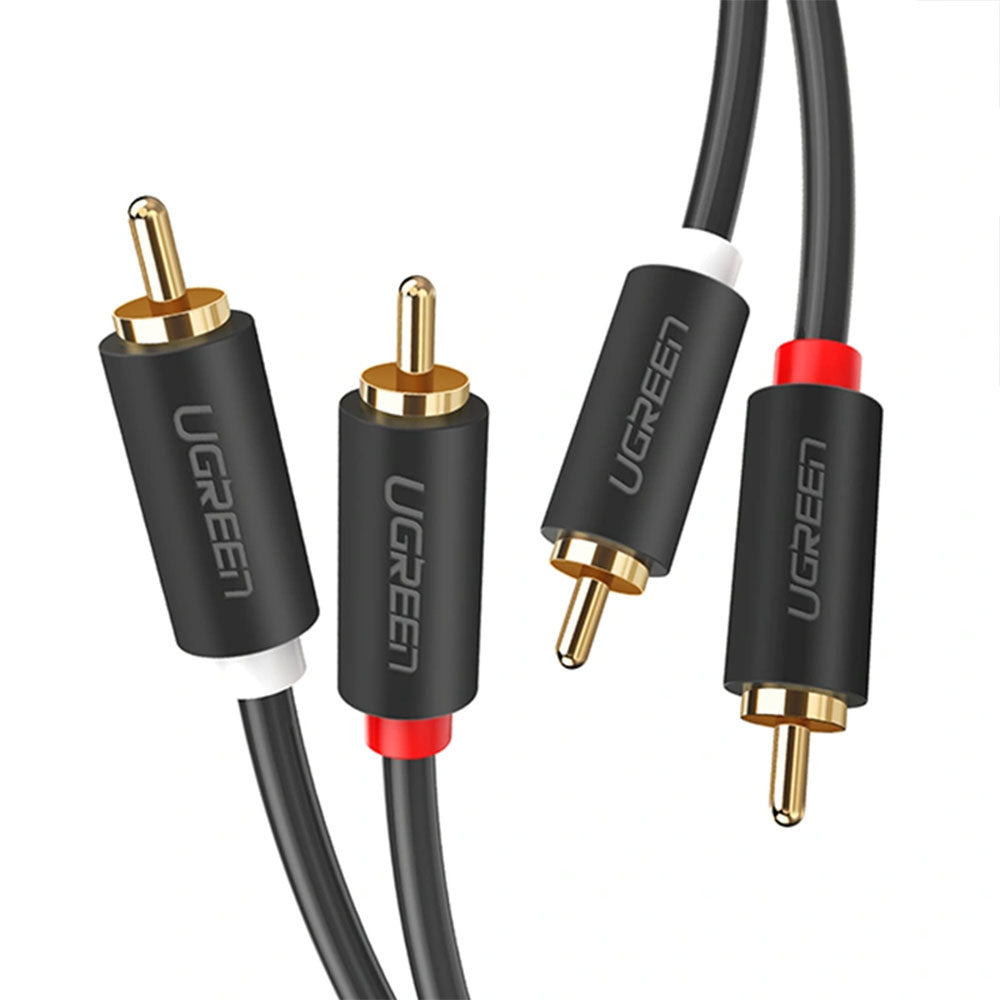 كابل صوت 2x RCA إلى 2x RCA  يوجرين 2 متر 10518 - أسود