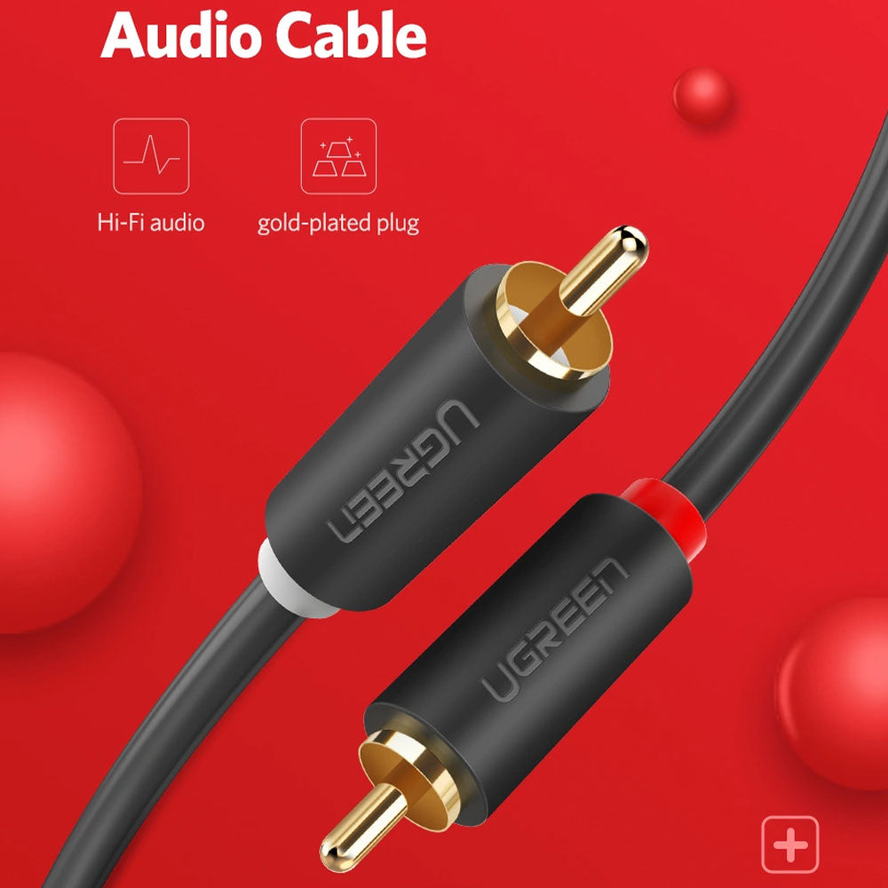 كابل صوت 2x RCA إلى 2x RCA  يوجرين 2 متر 10518 - أسود