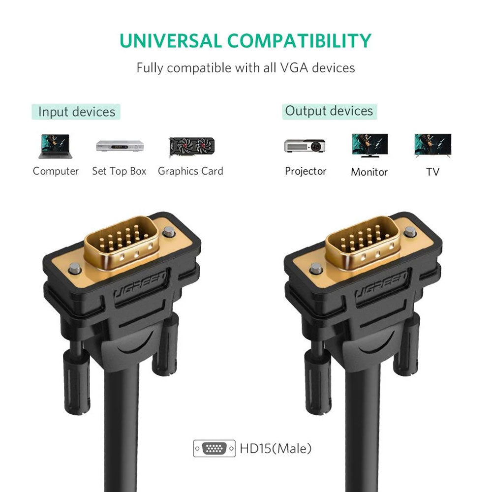 Ugreen 11632 VGA Monitor Cable 5m - Black