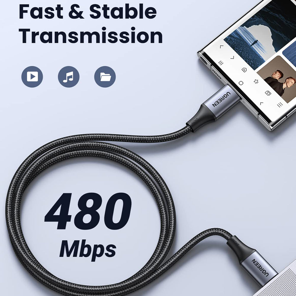 Ugreen 15311 PD Type-C To Type-C Cable 240W Fast Charging 1m - Space Gray