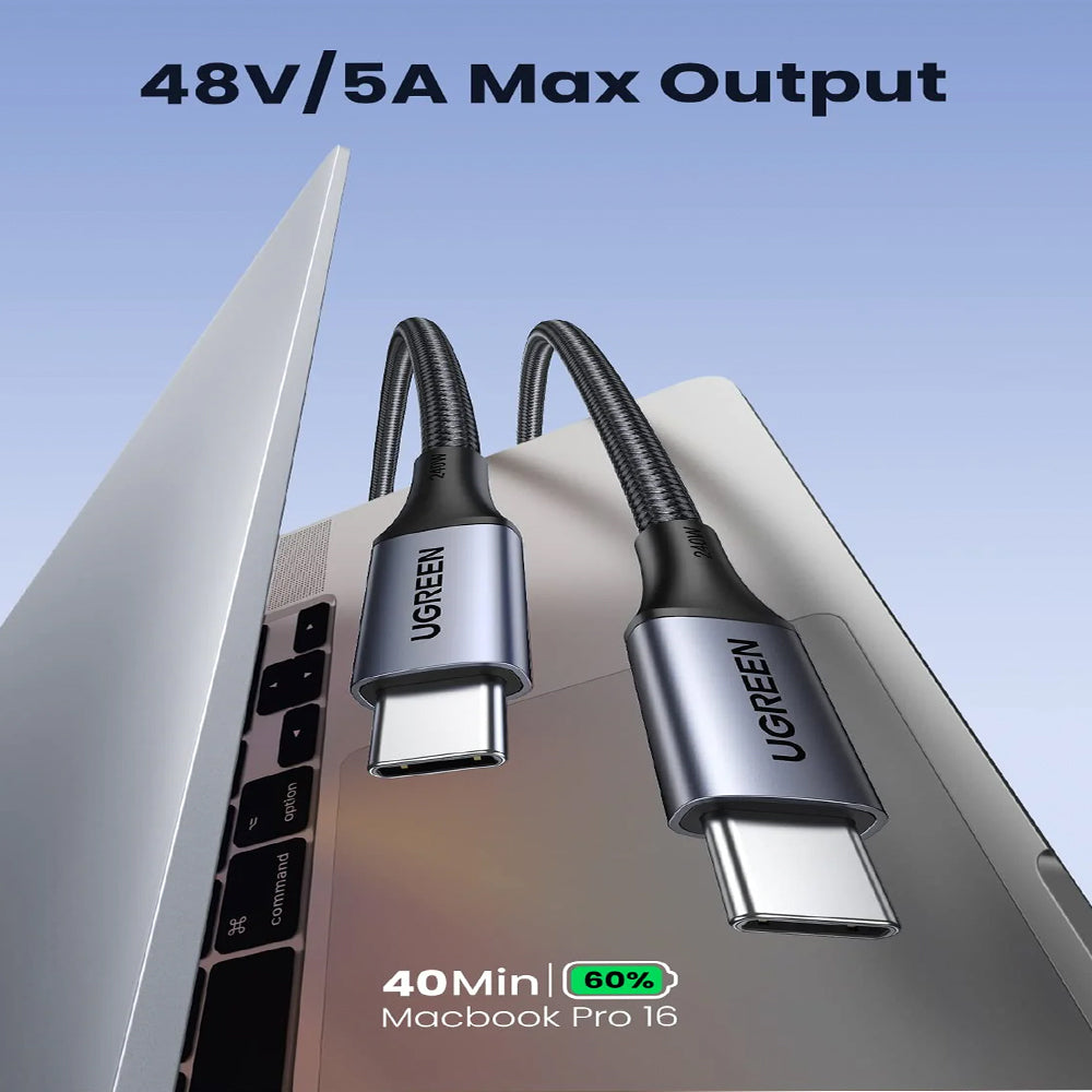 Ugreen 15311 PD Type-C To Type-C Cable 240W Fast Charging 1m - Space Gray