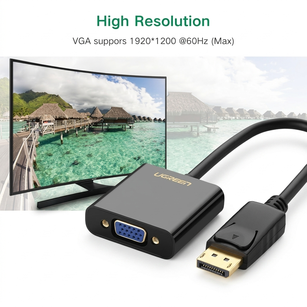 محول DisplayPort ذكر إلى VGA أنثى يوجرين 20415 اسود