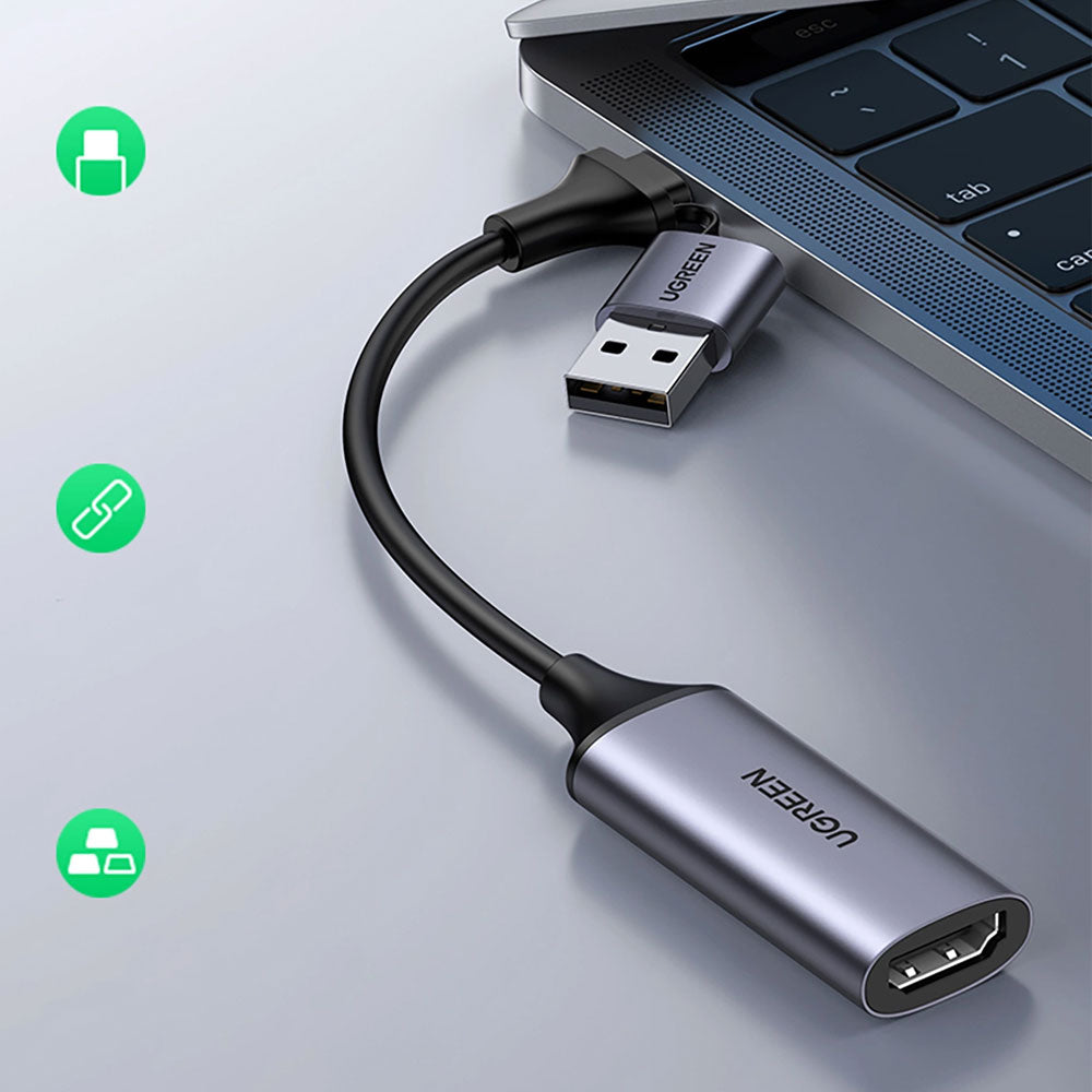 بطاقة التقاط الفيديو من HDMI إلى USB + Type-C 