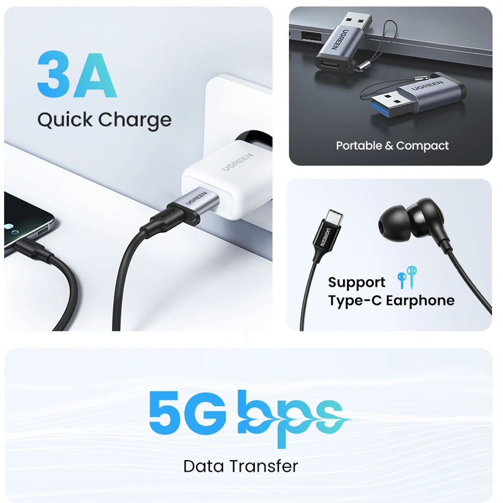 Ugreen 50533 USB 3.0 To Type-C Converter - Gray