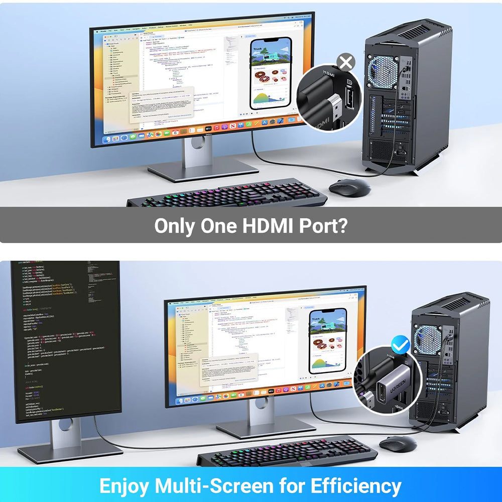 Ugreen 55935 4K Displayport To HDMI Converter (2Pcs)