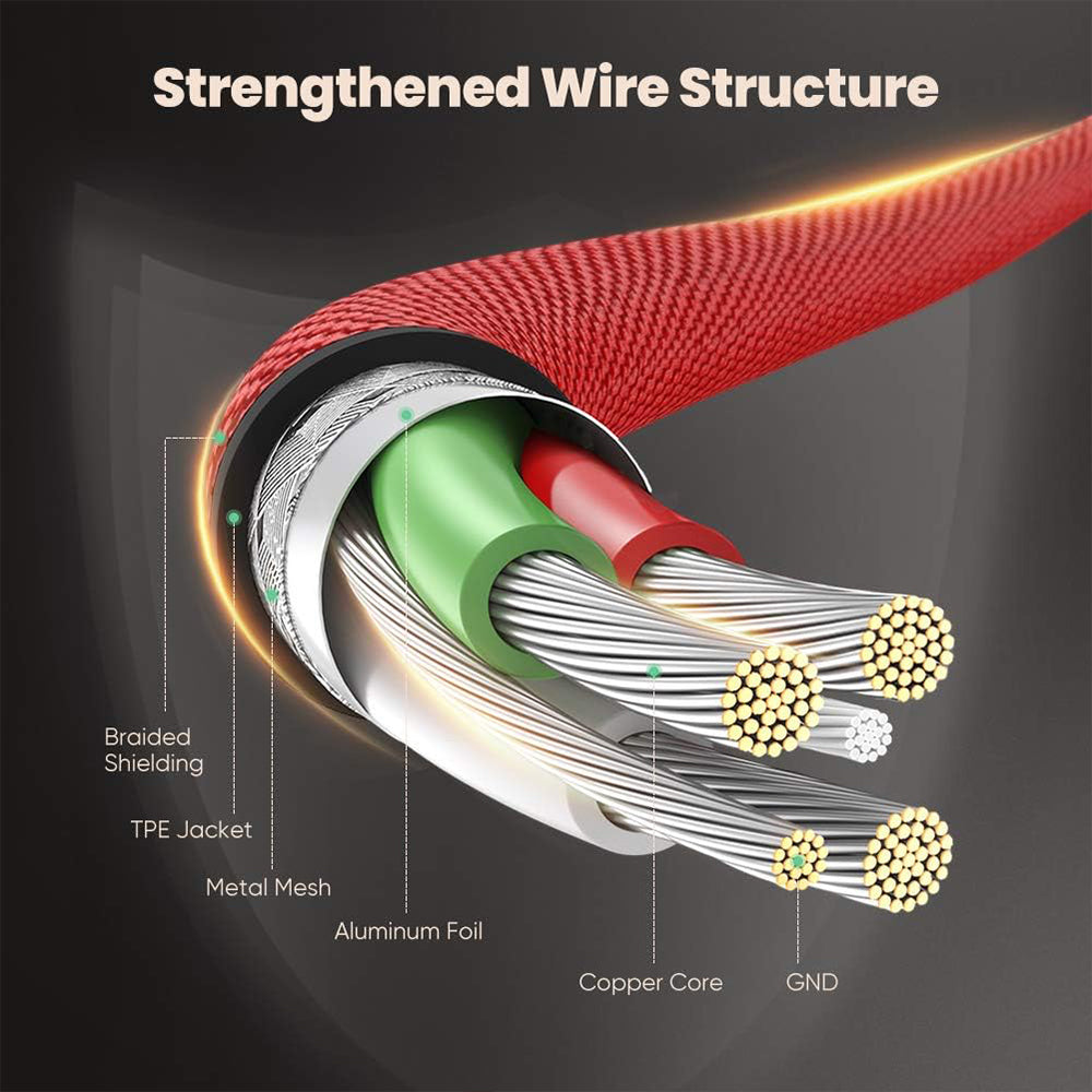 Ugreen 60186 PD Type-C To Type-C Cable 3A 60W Fast Charging 1m - Red