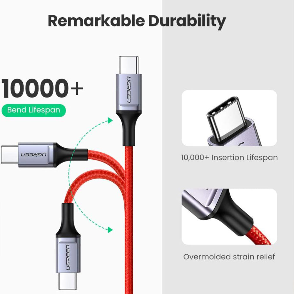 Ugreen 60186 PD Type-C To Type-C Cable 3A 60W Fast Charging 1m - Red