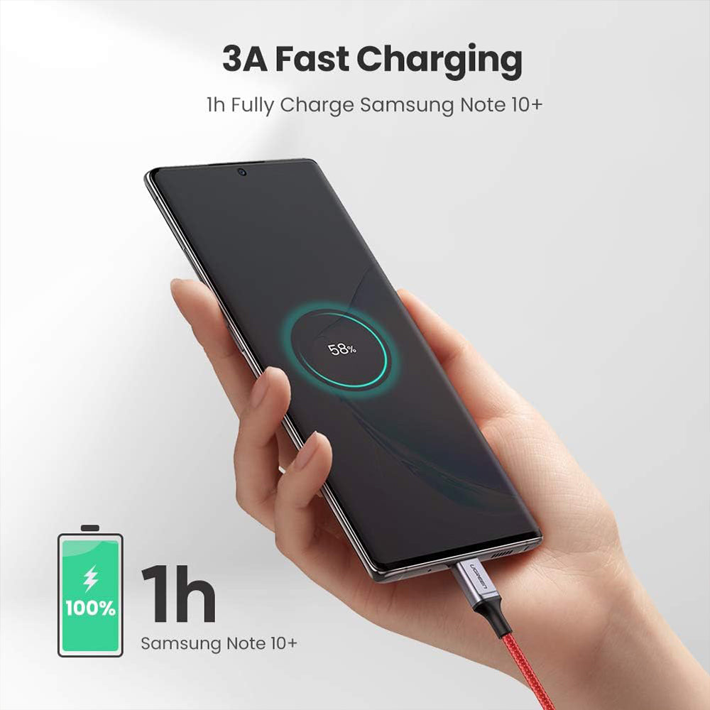 Ugreen 60186 PD Type-C To Type-C Cable 3A 60W Fast Charging 1m - Red