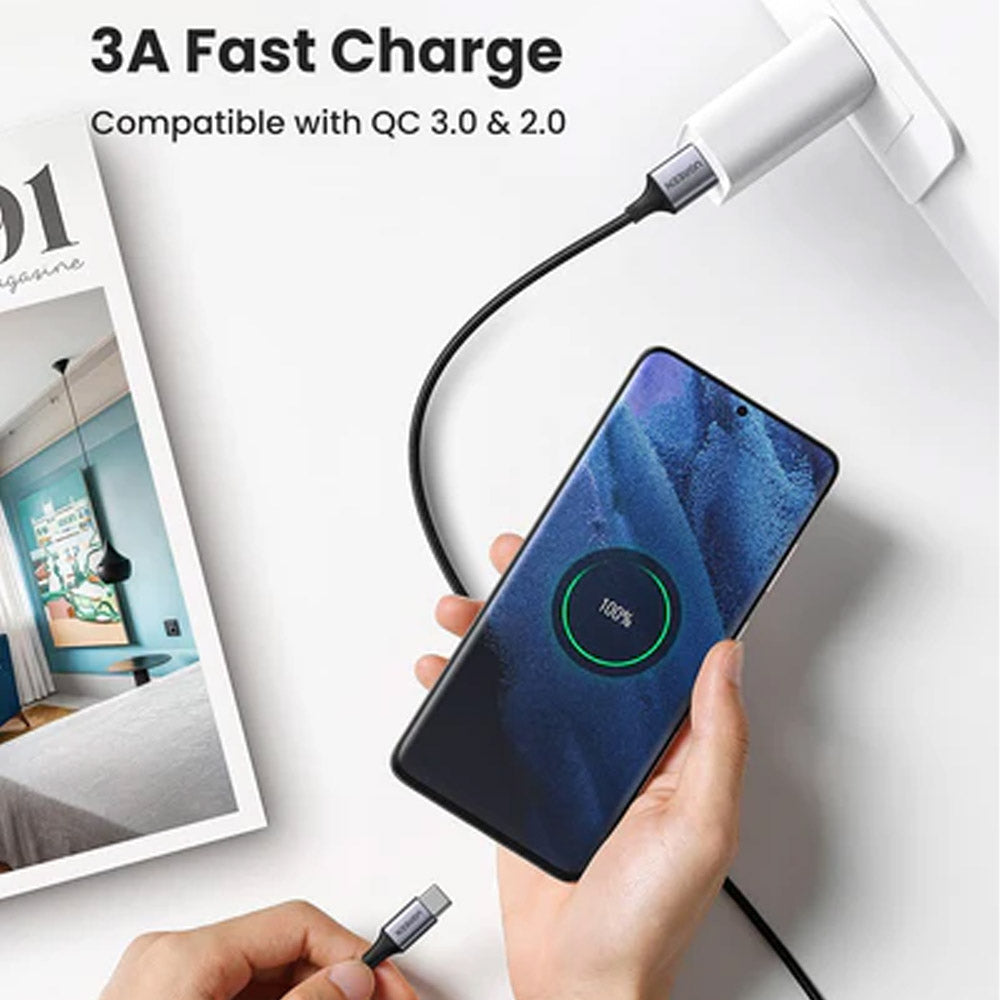 Ugreen 60408 USB To Type-C Cable 3A Fast Charging 3m - Space Gray