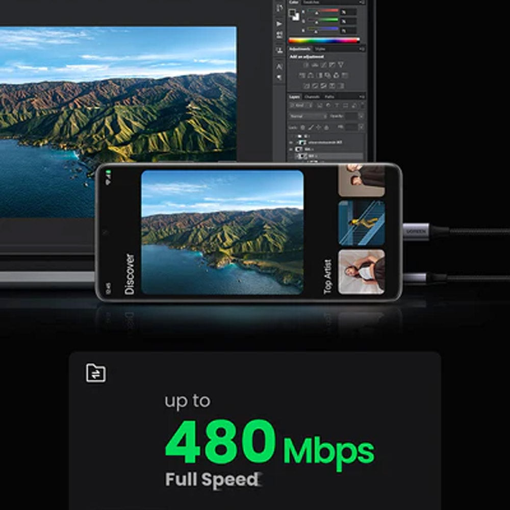 Ugreen 60408 USB To Type-C Cable 3A Fast Charging 3m - Space Gray