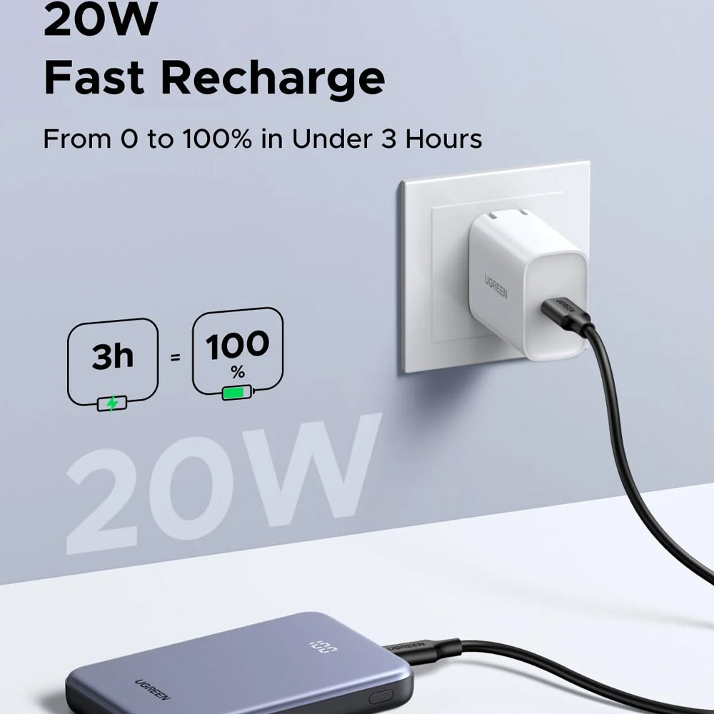 Ugreen 75131B Power Bank USB + Type-C 20W Fast Charging 10000mAh - Black