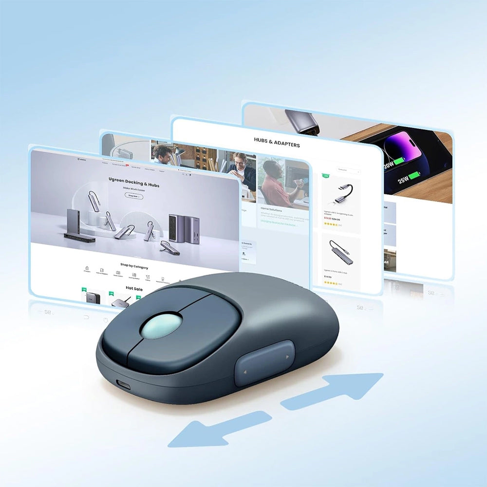 Ugreen 90538 Dual Mode Rechargeable Bluetooth Wireless Mouse 4000Dpi - Blue