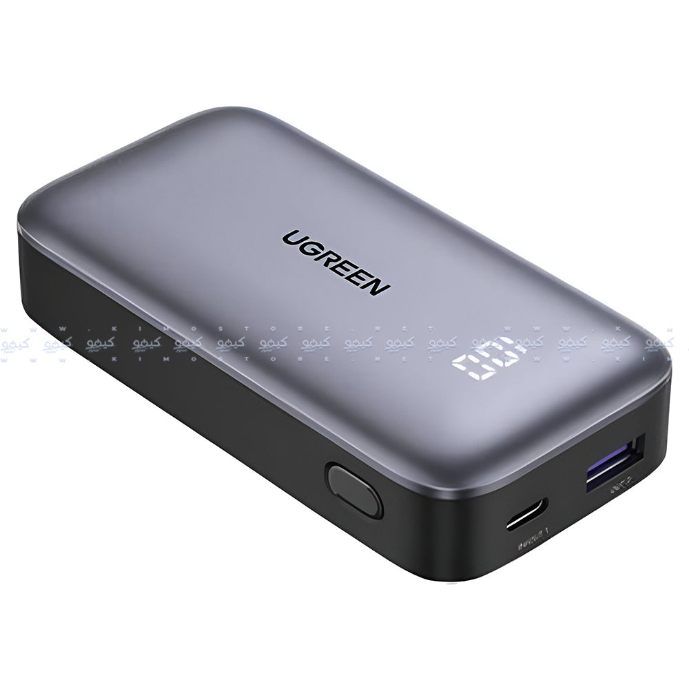 باور بانك يوجرين بمنفذ يو اس بي + منفذ تايب سي 30 وات 10000 مللي أمبير شحن سريع 25185 - أسود