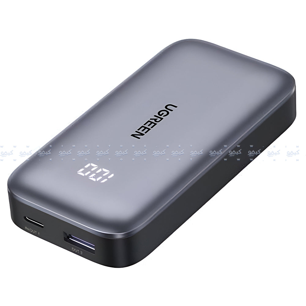باور بانك يوجرين بمنفذ يو اس بي + منفذ تايب سي 30 وات 10000 مللي أمبير شحن سريع 25185 - أسود