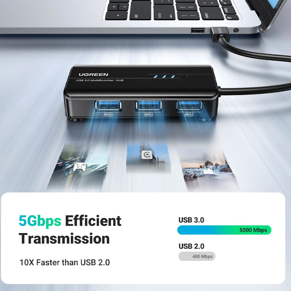Ugreen 20265 4in1 USB 3.0 HUB 3 Port With Ethernet