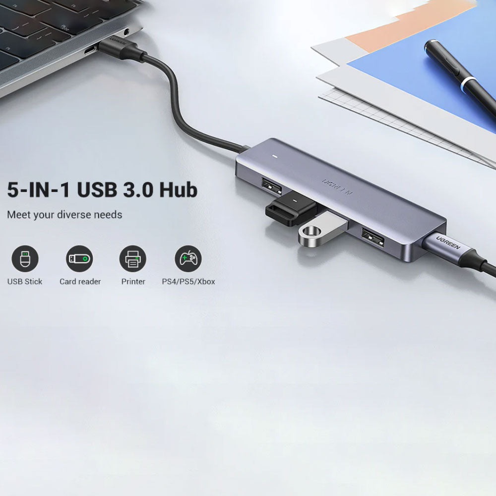 Ugreen 50985 5in1 USB 3.0 HUB 4 Ports With Type-C Port