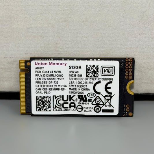 Union Memory AM6C1 512GB NVMe PCIe M.2 2242 SSD (Original Used)