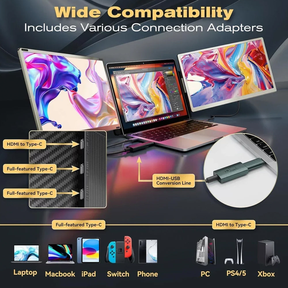 موسّع شاشة لاب توب ثلاثي في2كوم محمولة 15.6 بوصة 60 هرتز S6 IPS FHD 