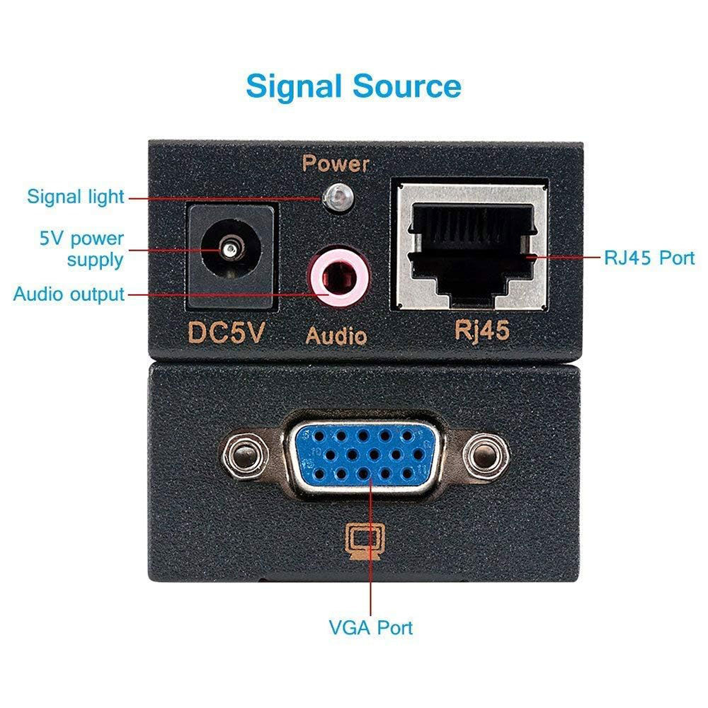 موصل VGA بطول 100 متر لكابل Lan CAT5E/6
